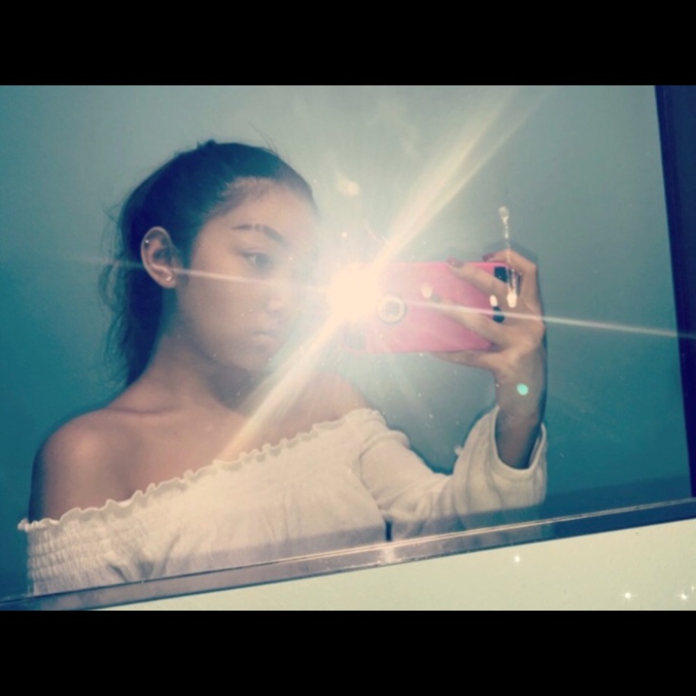 Off the shoulder white shirt